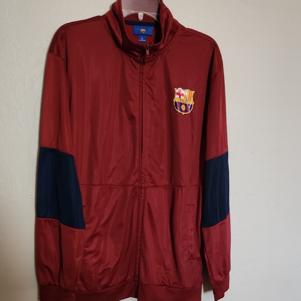 Men's Maroon and Navy Track Jacket